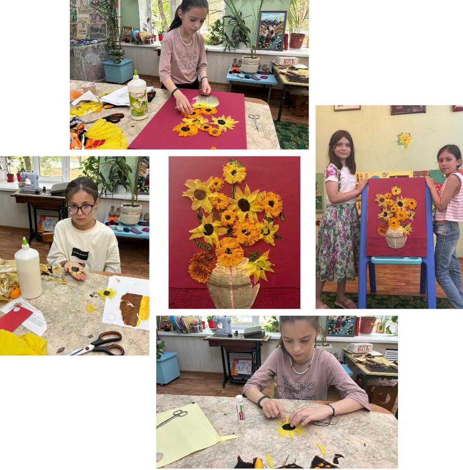 «Подсолнухи» Ван Гога из ниток